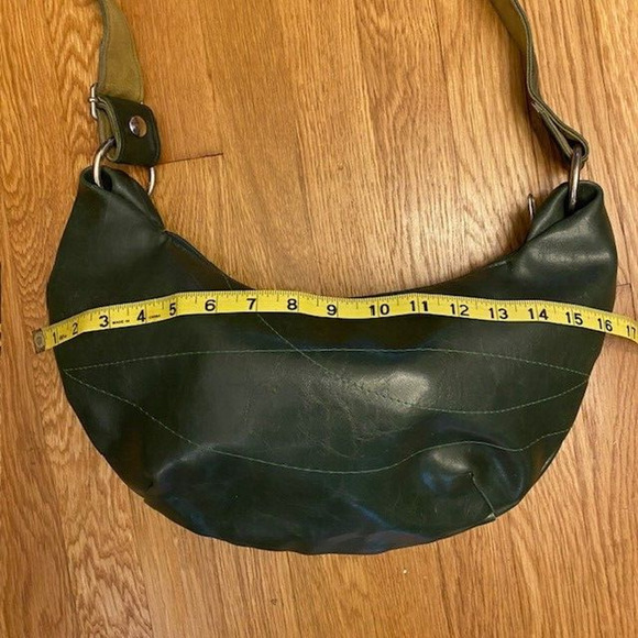 Crystalyn Kae Green Crossbody Hobo Vegan Leather Bag Purse Shoulder Bag Zipper - Picture 6 of 8